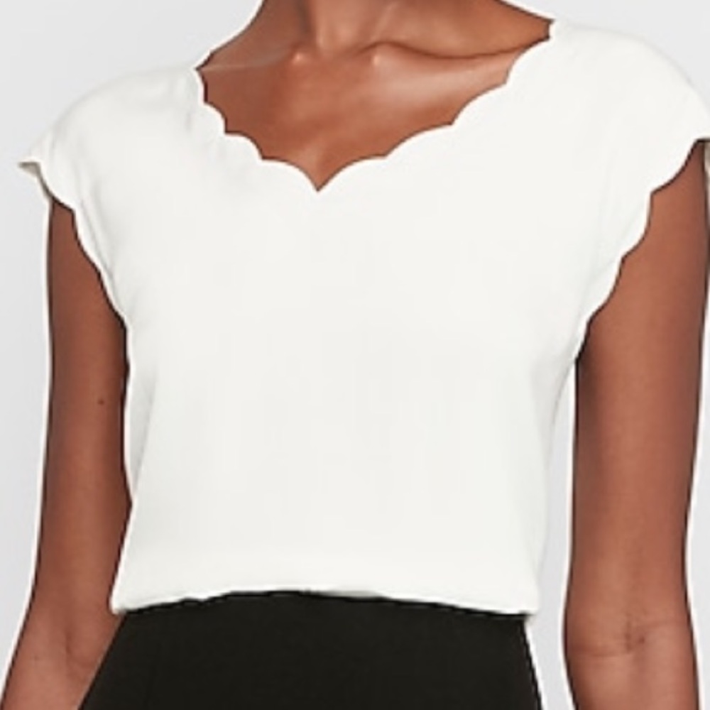 White scalloped blouse